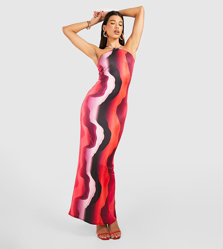 Buy Boohoo Blurred Stripe Halter Maxi Dress In Multiple Colors 6thStreet UAE