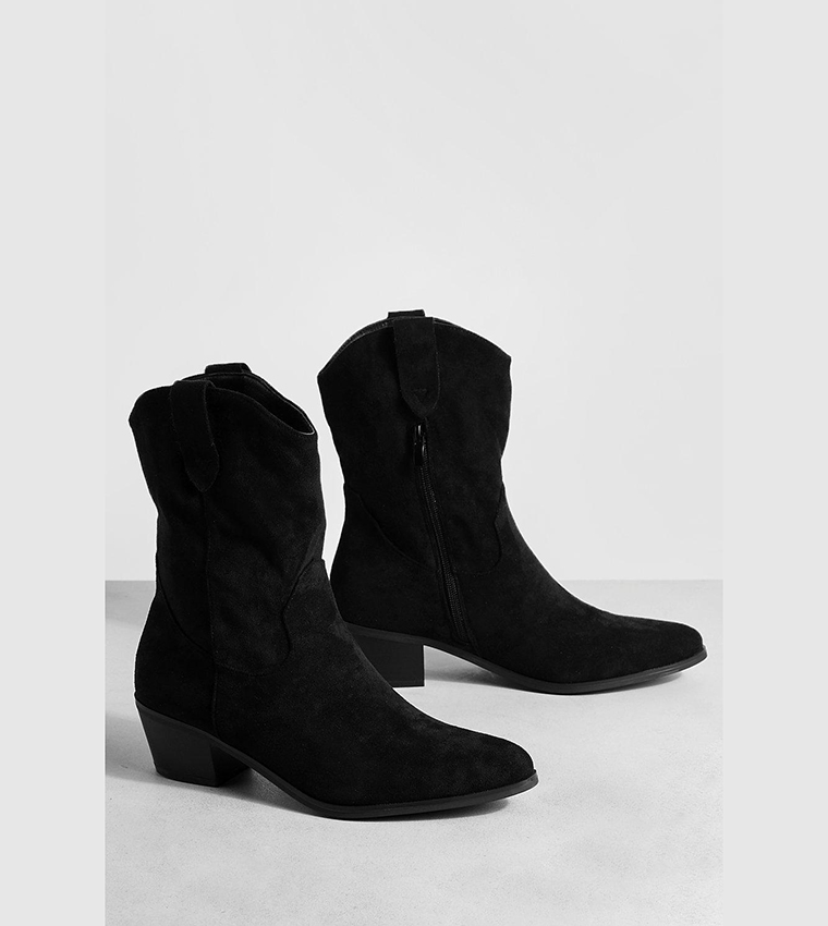 Buy Boohoo Basic Western Cowboy Boots In Black | 6thStreet Bahrain