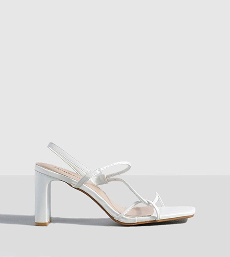 Buy Boohoo Low Strappy Block Heel Sandals In White | 6thStreet UAE