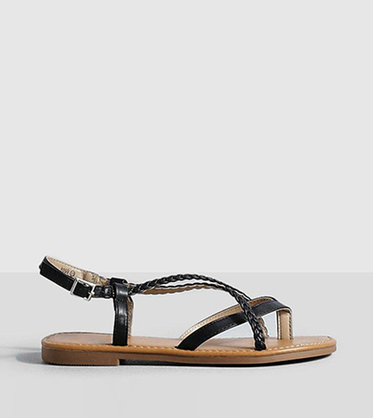 Padded Straps Tie Up Flat Sandals | boohoo