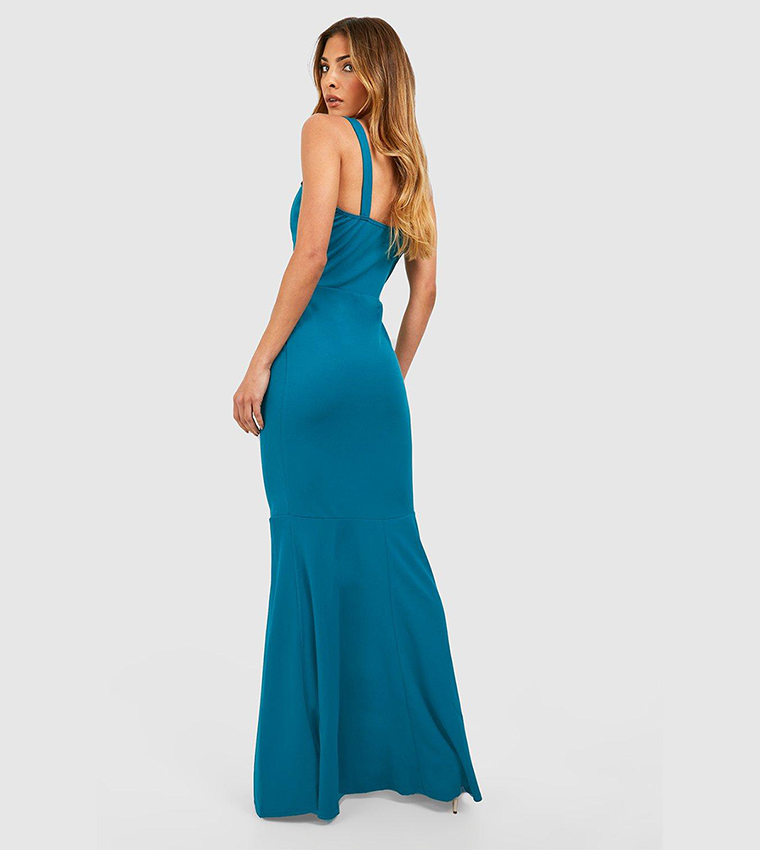 fitted fishtail maxi bridesmaid dress Buy Boohoo Fitted Fishtail Maxi Bridesmaid Dress In Teal