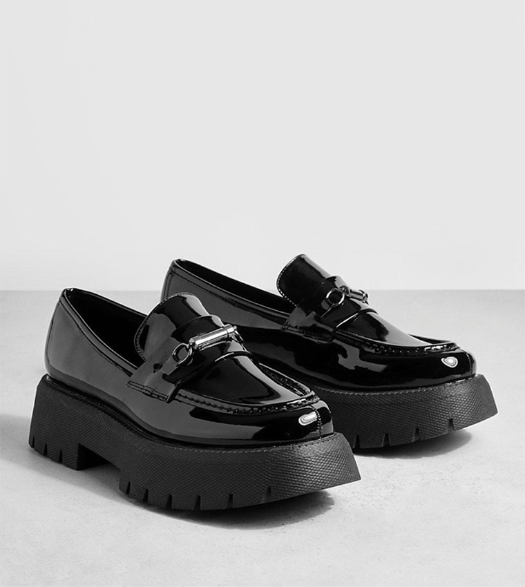 Wide Fit Platform Chunky Sole T Bar Loafers