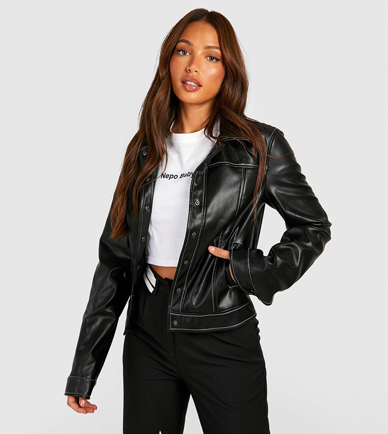 Oasis faux leather stitch biker sale