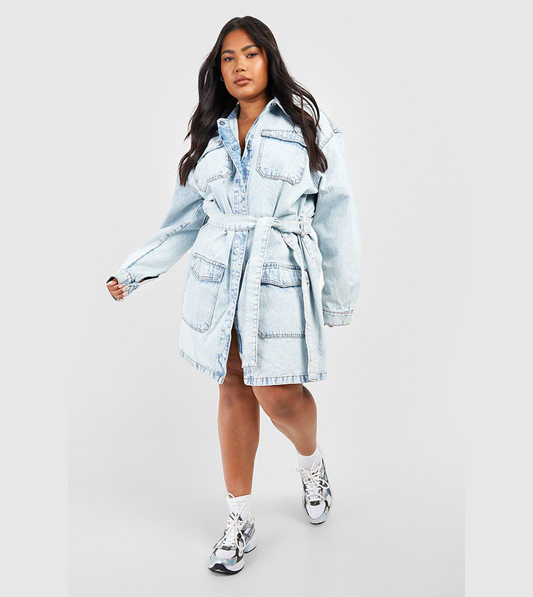 Boohoo denim fashion shirt dress