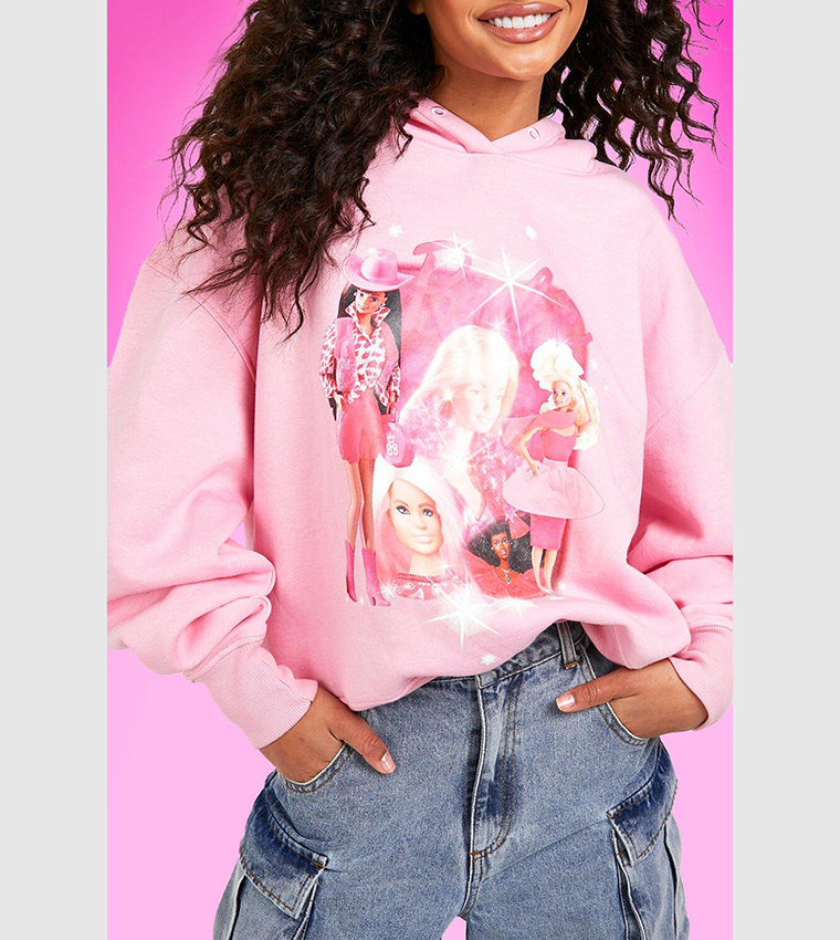 Buy Boohoo Barbie Graphic Oversized Hoodie In Pink 6thStreet Bahrain