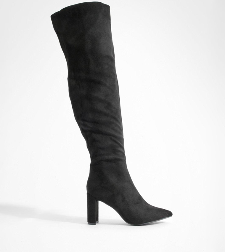 Black wide outlet thigh high boots