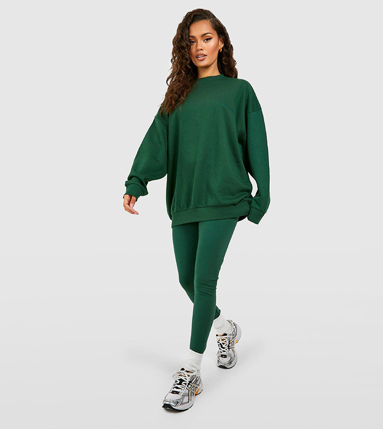 Boohoo Oversized Sweatshirt And Legging Tracksuit in Green