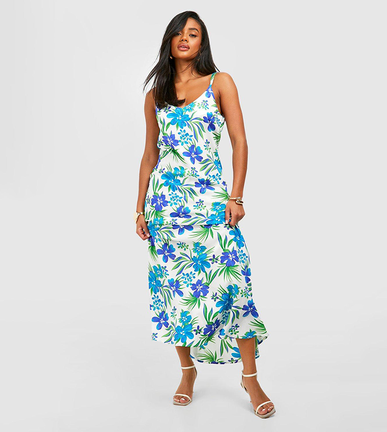 Blue strappy maxi dress best sale