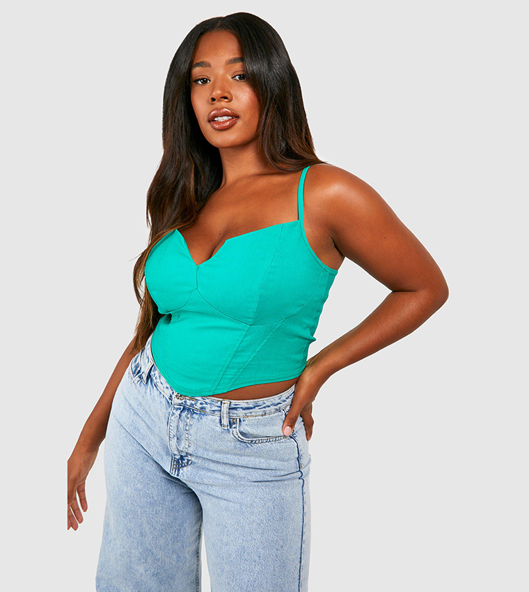 Ruched Corset Top in Green