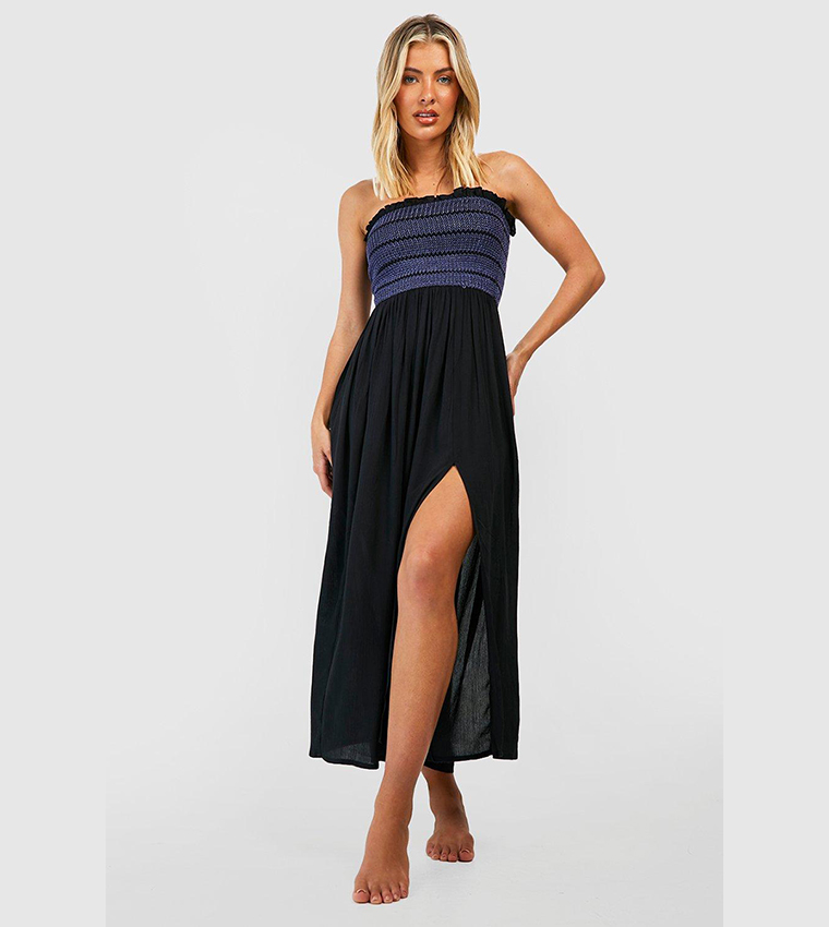 Black bandeau beach on sale dress