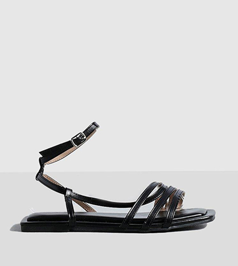 Black wrap around online sandals