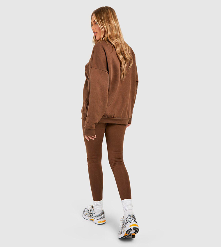 Buy Boohoo Plus Oversized Sweatshirt And Legging Set In CHOCOLATE