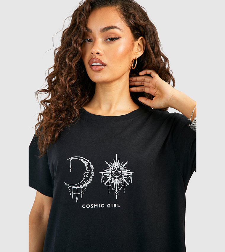 Buy Boohoo Cosmic Girl Oversized T Shirt Dress In Black