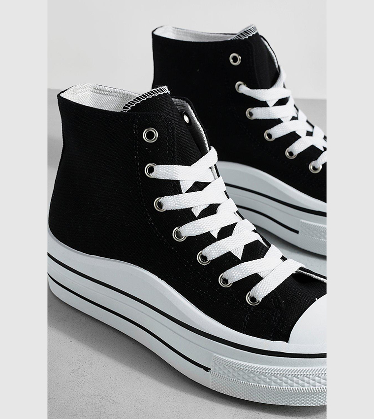 Buy Boohoo Chunky Lace Up High Top Shoes In Black 6thStreet Qatar