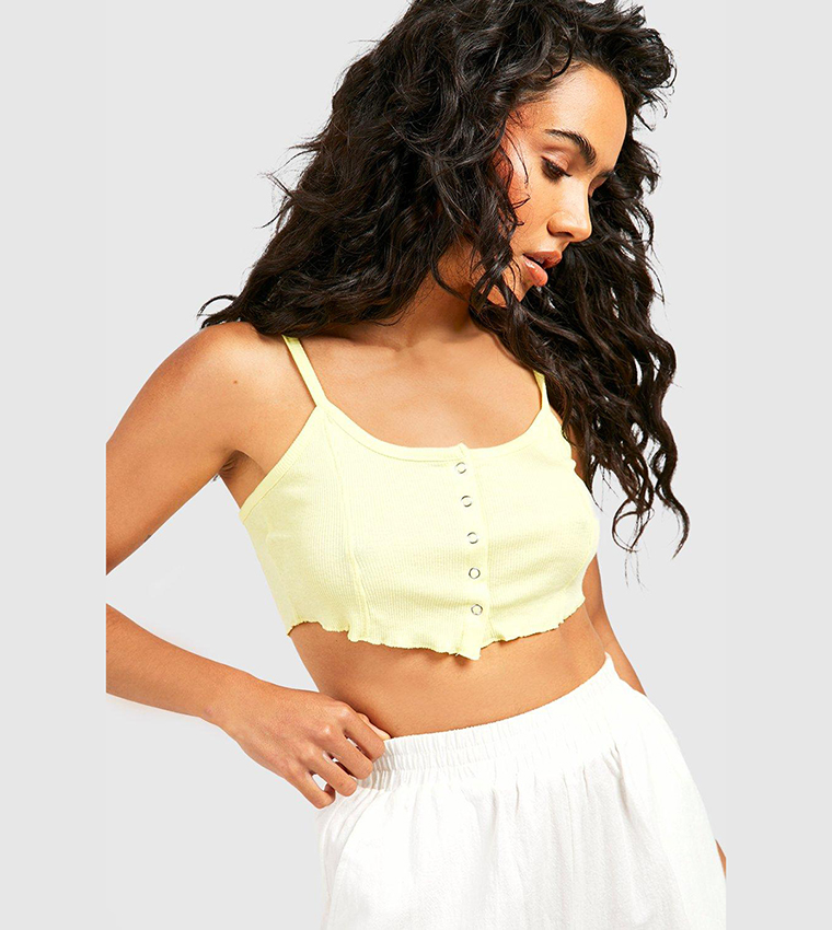 Yellow strappy 2025 crop top