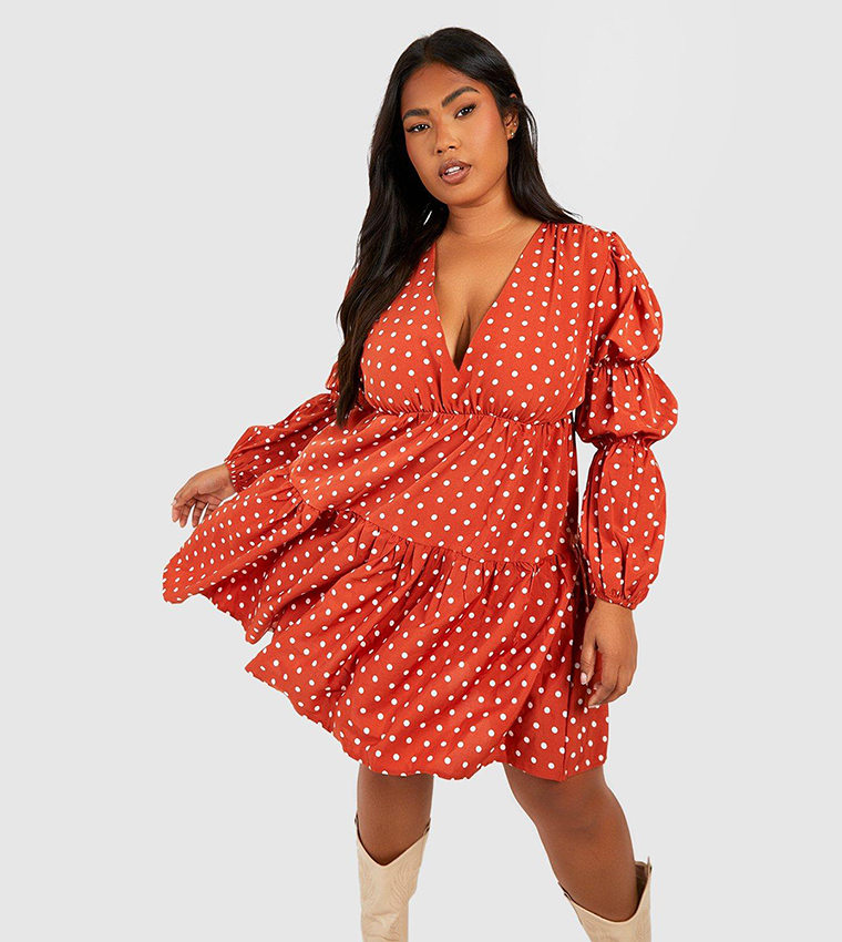 Orange shop spot dress