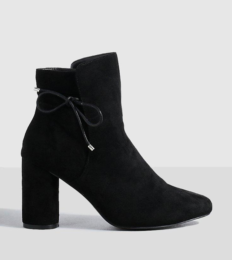 Wide Fit Bow Detail Ankle Boots