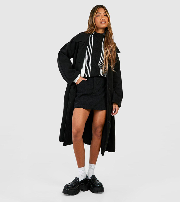 Black cord skirt clearance boohoo