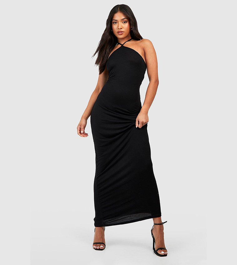 Buy Boohoo Basic Cross Front Halter Maxi Dress In Black 6thStreet Kuwait