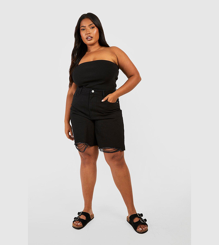 Boohoo Black Jean Biker Shorts Buy Boohoo Denim Bermuda Shorts In