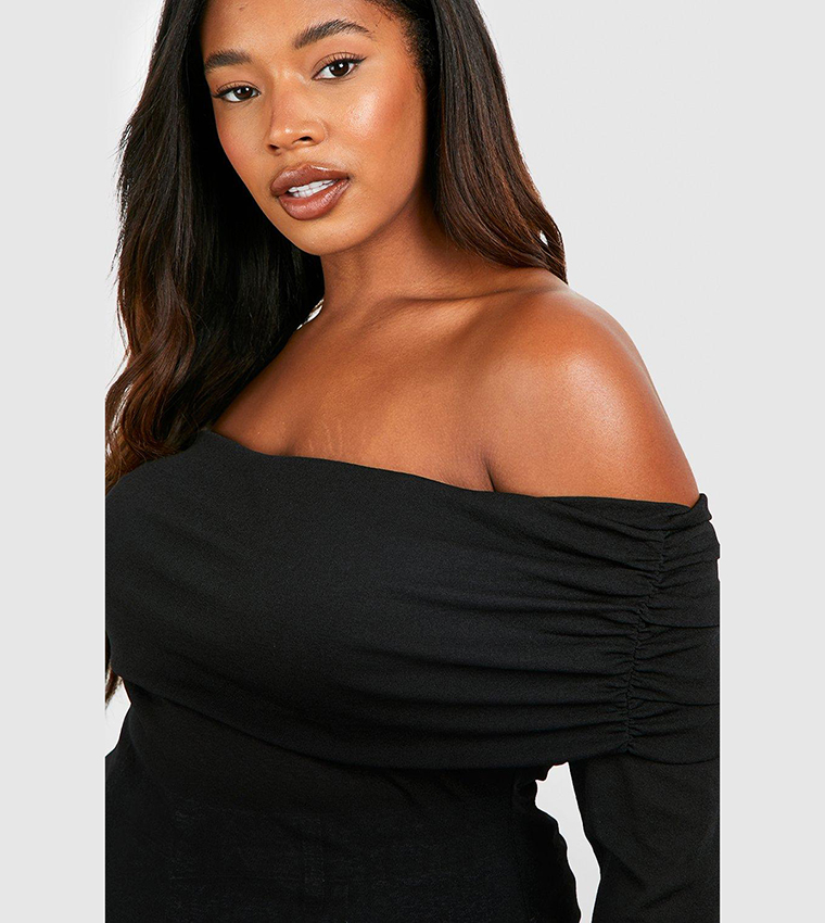 Bardot Ruched Flare Sleeves Top