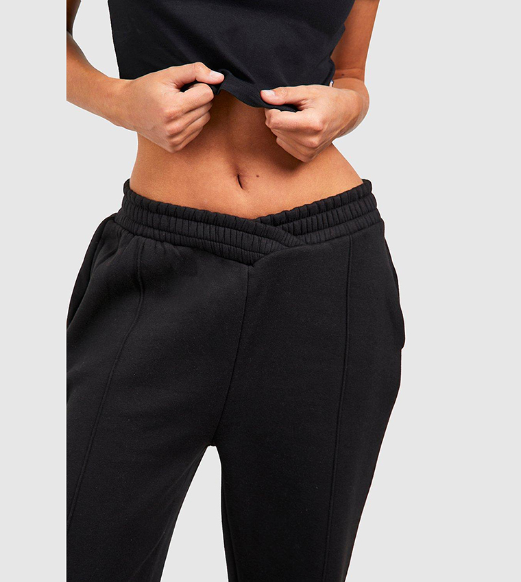 Buy Boohoo V Waistband Straight Fit Sweatpants In Black