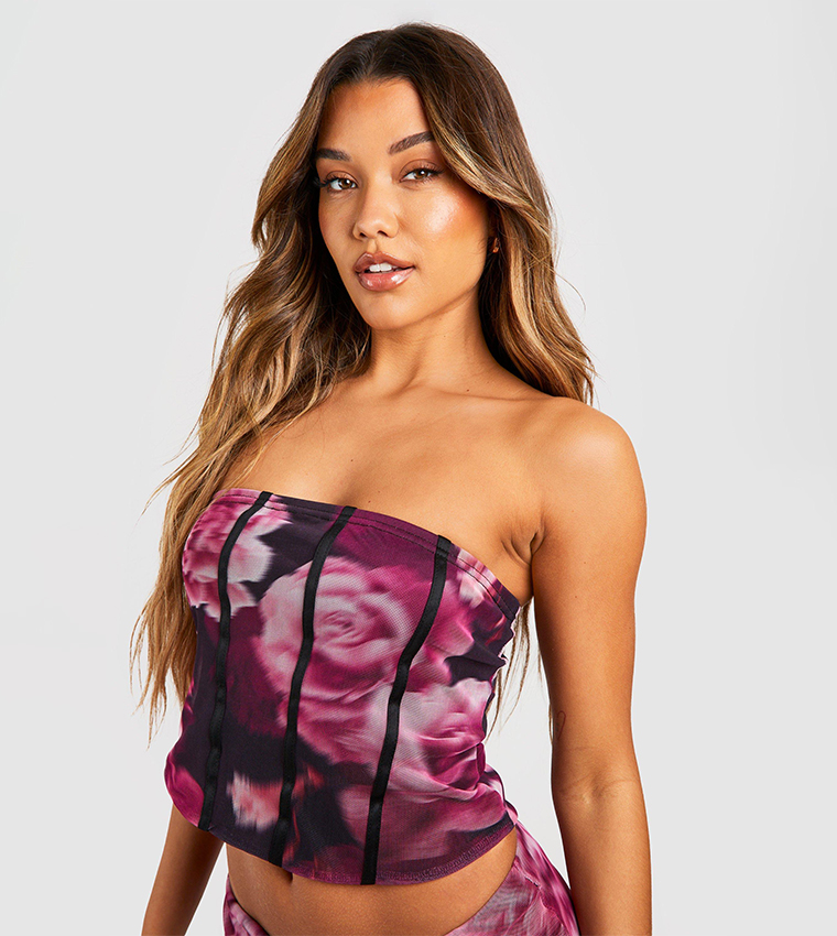 Floral Print Corset & Mid Rise Mini Skirt Co-Ord Set
