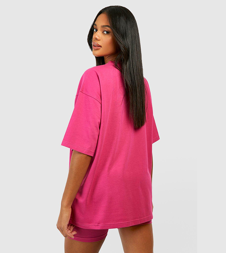 Buy Boohoo Design Studio Oversized T Shirt And Cycling Short Set In Pink