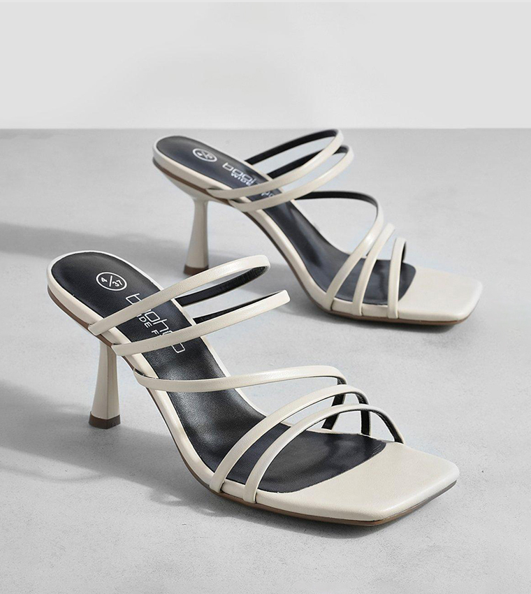 Buy Boohoo Wide Fit Strappy Low Stiletto Mule In White 6thStreet UAE