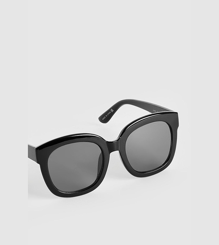 Buy Boohoo Oversized Tinted Lense Square Sunglasses In Black