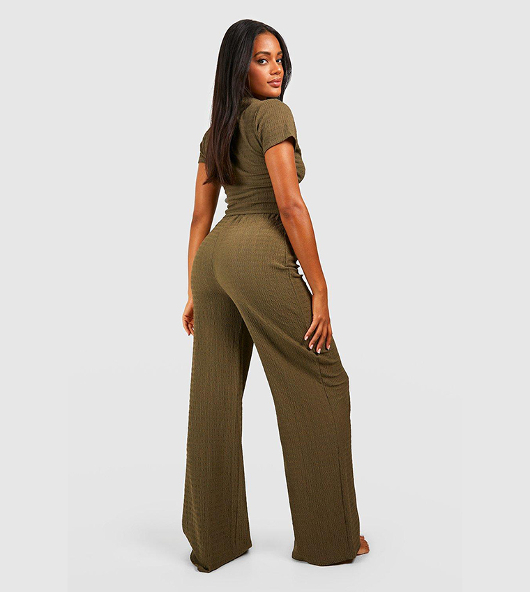 Textured Wide Leg Lounge Pants