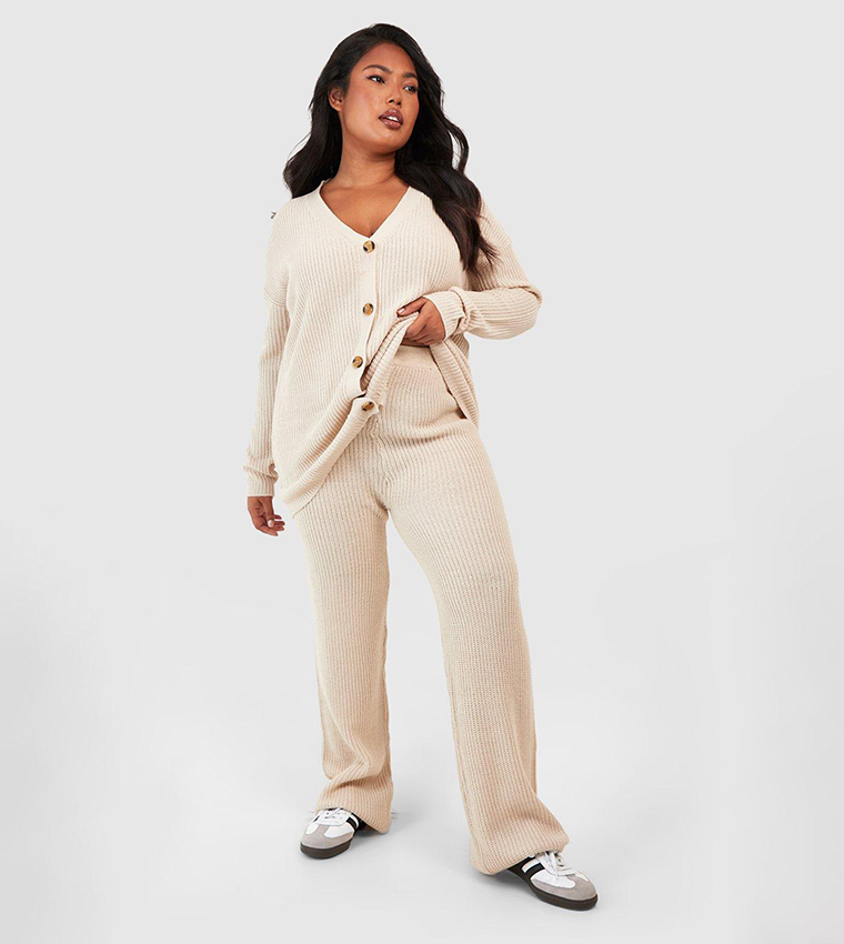 Buy Boohoo Chunky Knit Cardigan Co Ord In Beige 6thStreet UAE