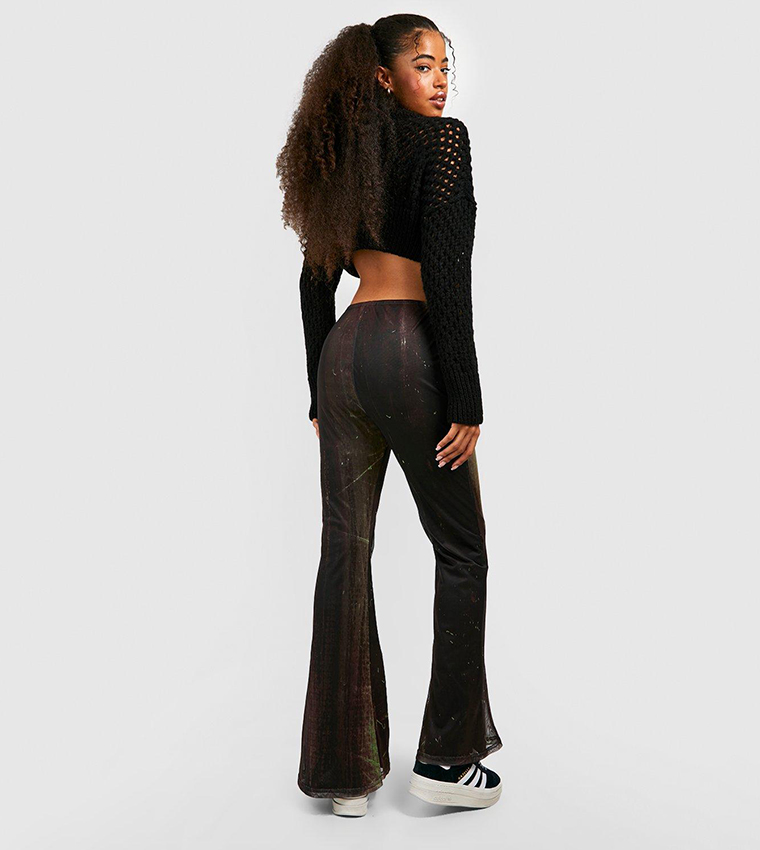 Willow Black Print Mesh Flare Pants