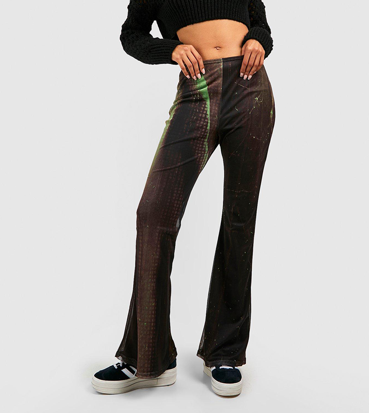 Willow Black Print Mesh Flare Pants