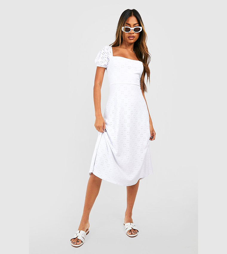 Boohoo white outlet midi dress