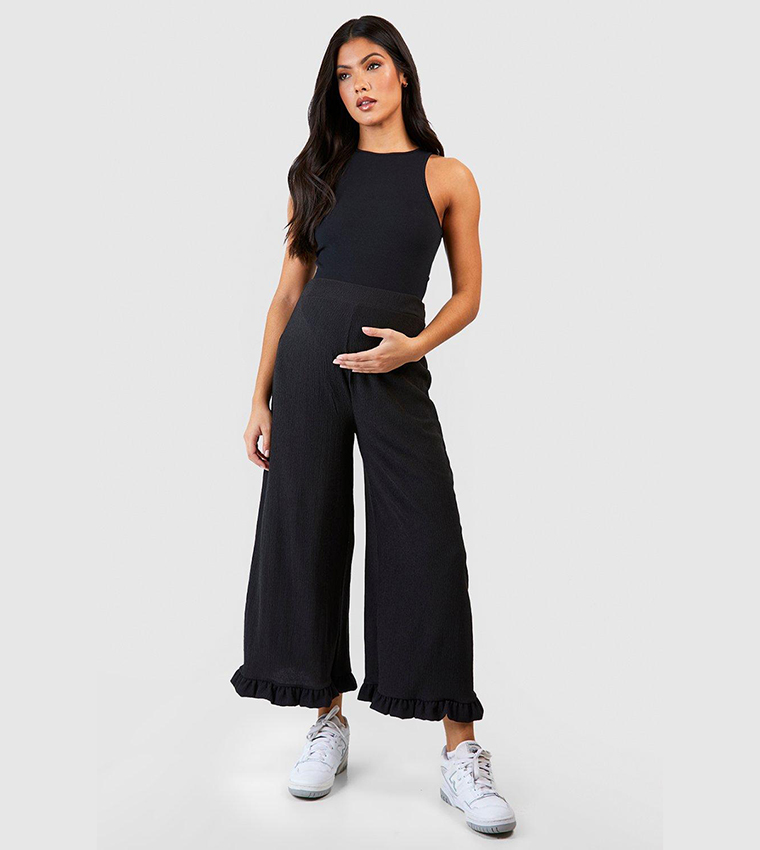 Maternity Linen Drawstring Wide Leg Trousers