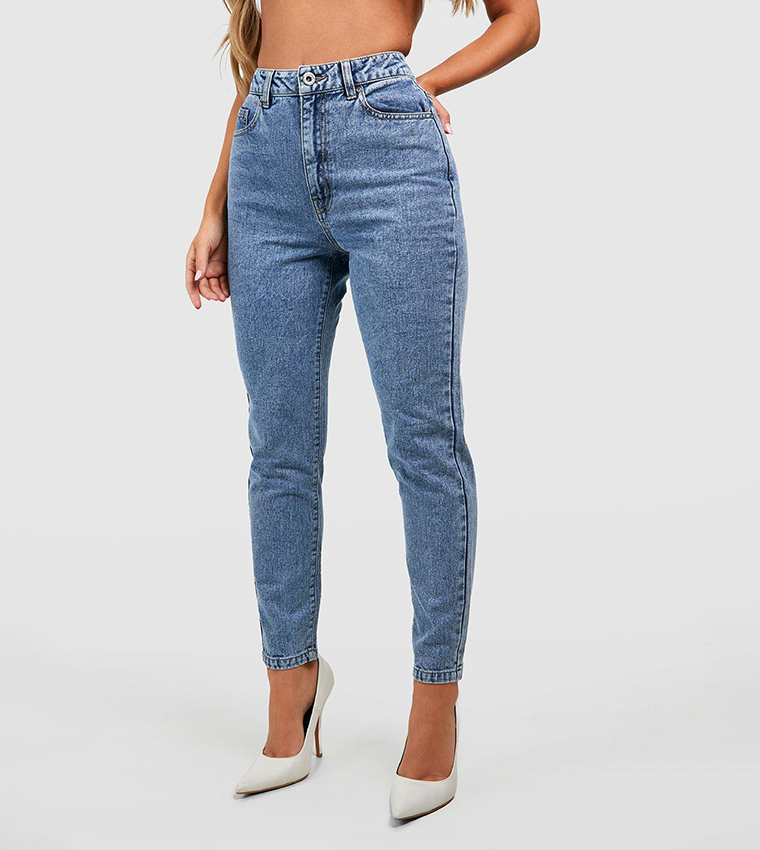Basics High Waisted Slim Fit Mom Fit Jeans