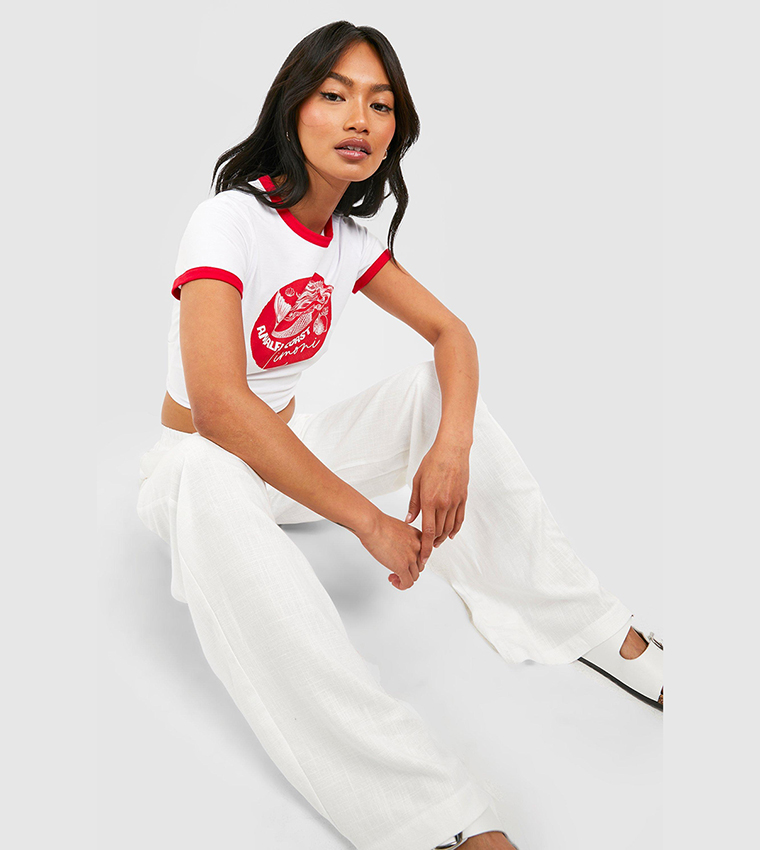 Buy Boohoo Contrast Binding Ringer T Shirt In White