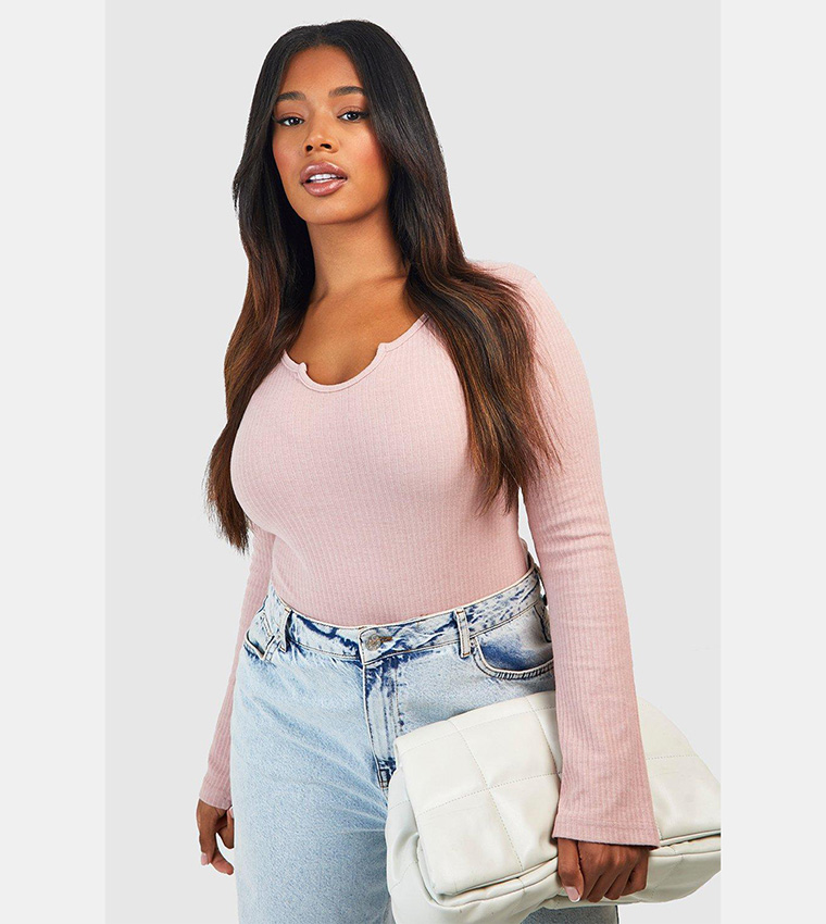 Buy Boohoo Notch Neck Sleeveless Bodysuit Top In Blush