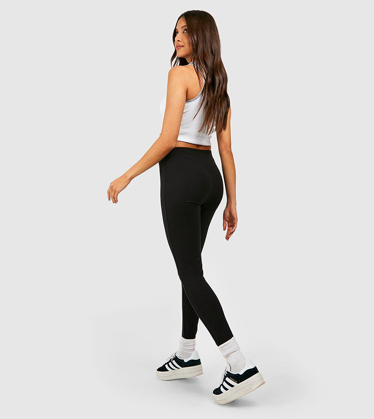 Boohoo Cotton Rib Ankle Grazer Legging in White