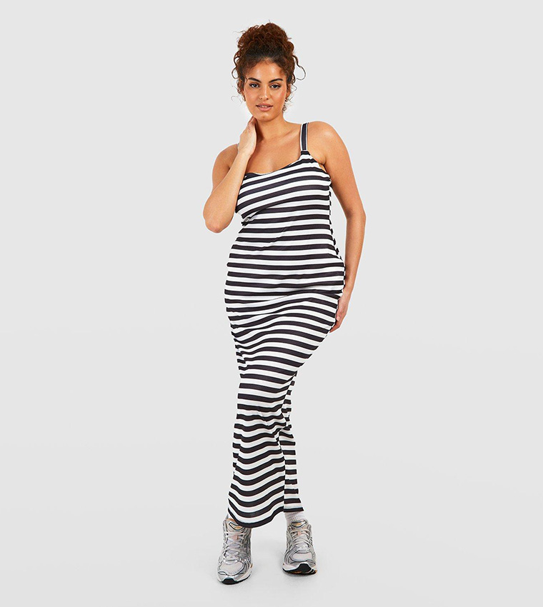 chinese dress ladies Black Stripe Halter Maxi Dress - All Dresses