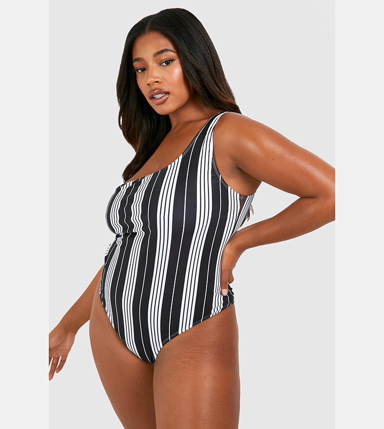 Black and white stripe bathing suit online