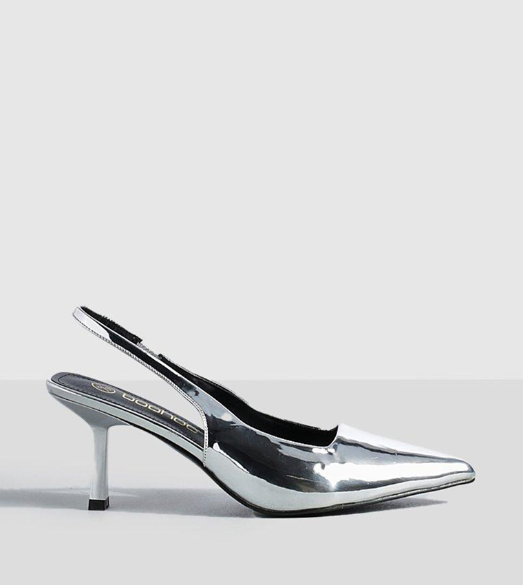 Metallic Mid Heel Pumps Silber