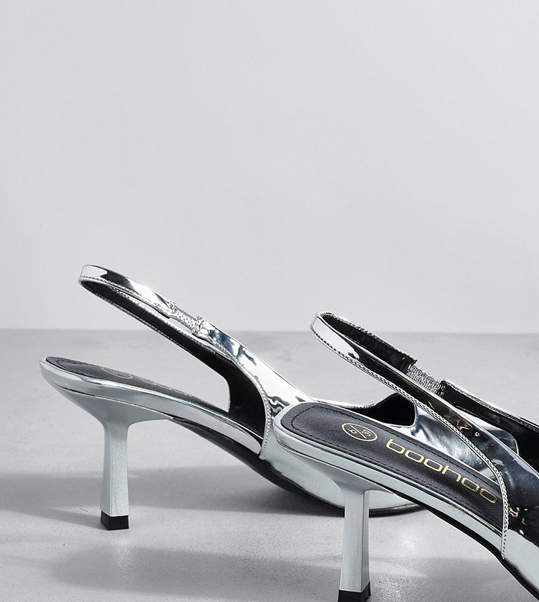 Metallic Low Stiletto Slingback Court Shoe