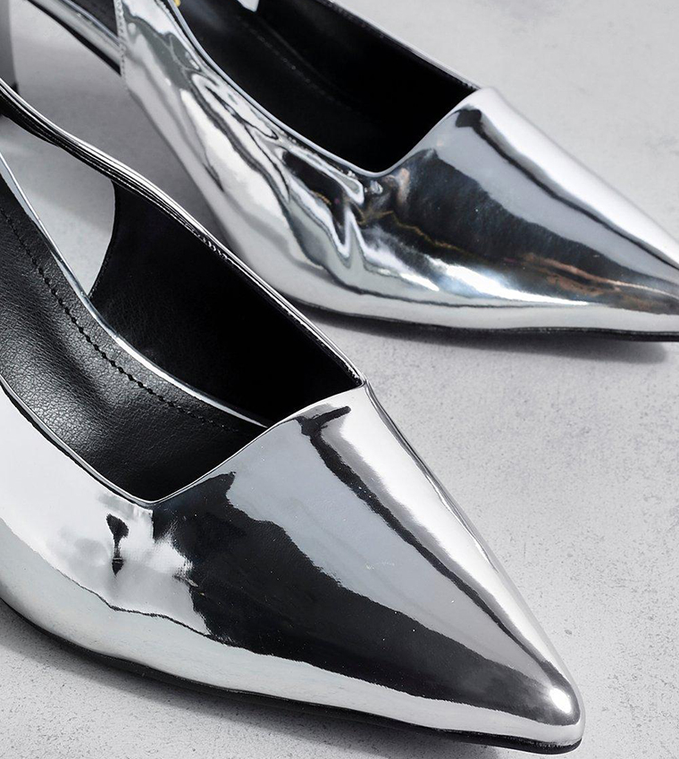 Metallic Low Stiletto Slingback Court Shoe