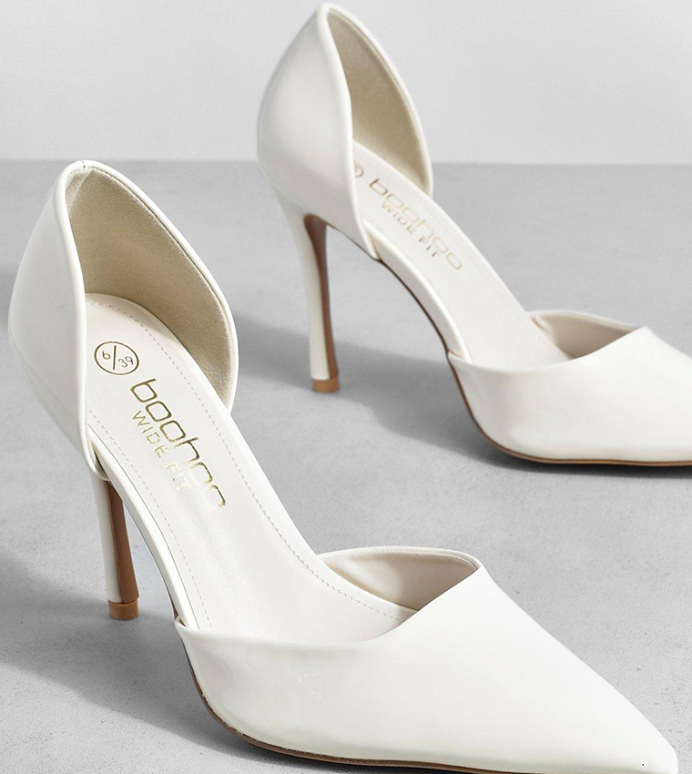 Wide Fit Patent Cut Out Court Shoe