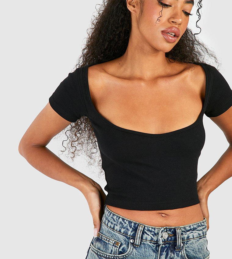 Sweetheart neckline cropped blouse