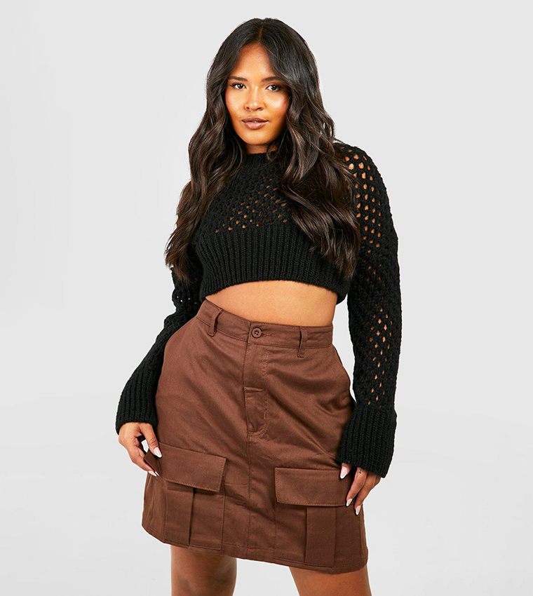 Buy Boohoo High Rise Cargo Pocket Mini Skirt In Brown | 6thStreet Oman