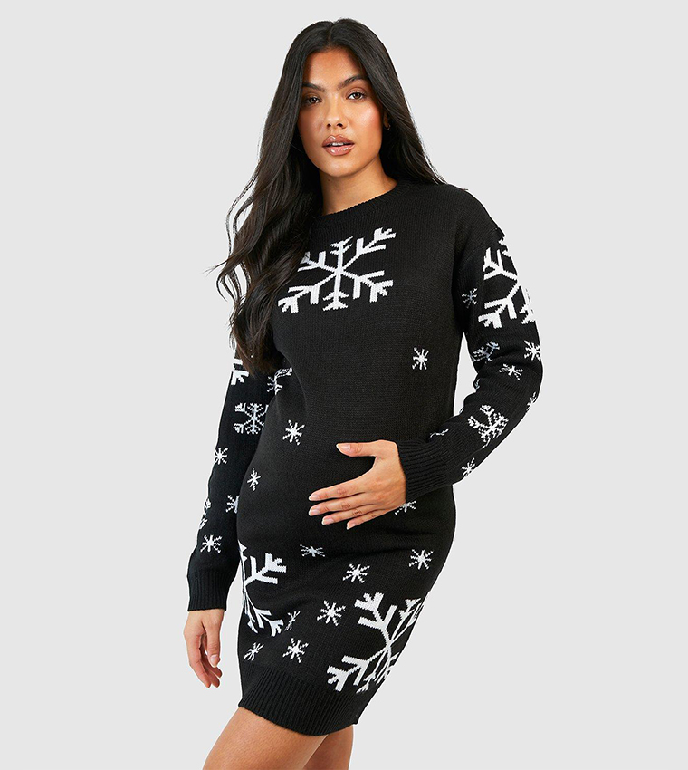 Dress Maternity Xmas Jumper Boohoo Buy Boohoo Maternity Snowflake