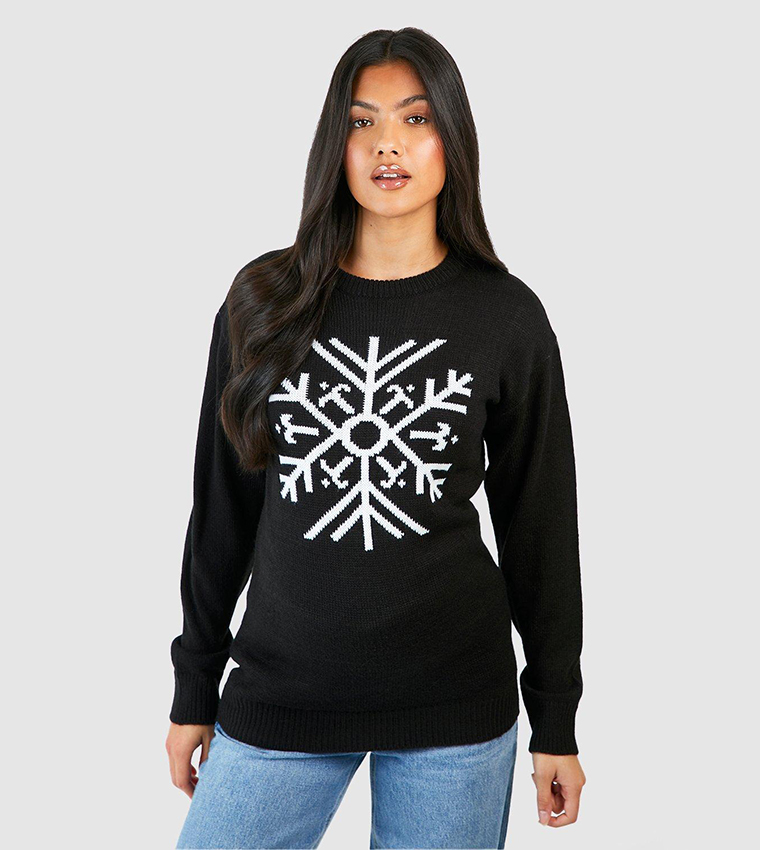 Buy Boohoo Maternity Snowflake Christmas Sweater In Black 6thStreet Bahrain